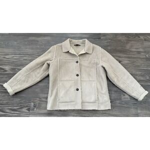 Vintage Woolrich Sherpa Lined Suede Barn Jacket Putty country farm M Cabin Core